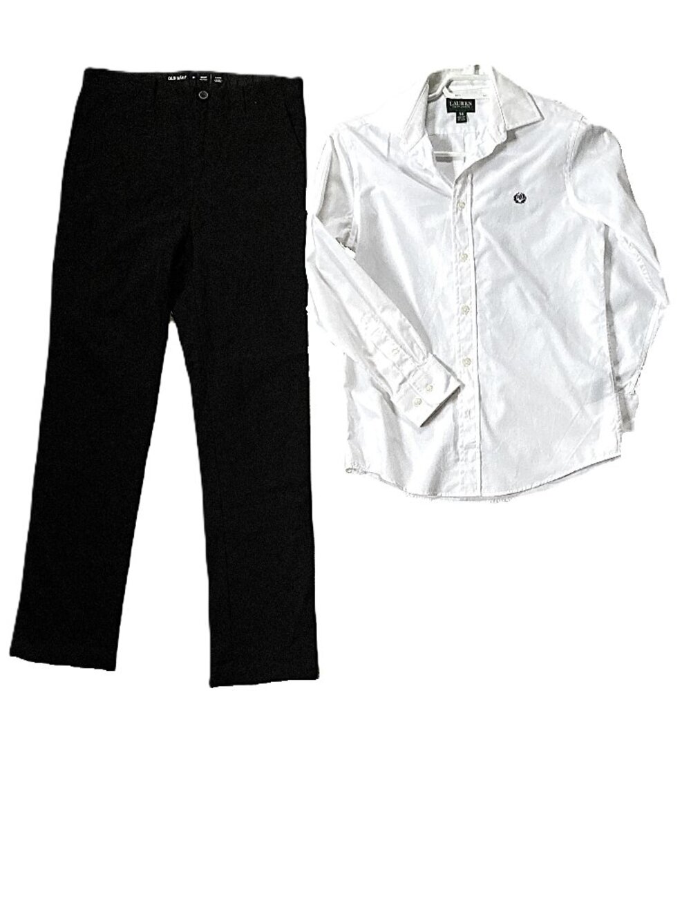 Ralph Lauren Boys’ White Shirt Sz14, Black Trousers Old Navy Excellent condition